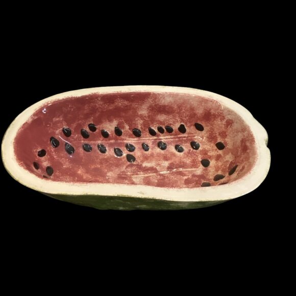 VINTAGE SERVING BOWL -- Watermelon, Deep, Long, Heavy, Food Safe, Never Used - Picture 4 of 9